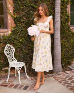 Melinah Flutter Sleeve Floral Maxi Dress