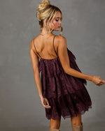 Deyna Tiered Satin Lace Trim Mini Dress