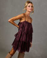 Deyna Tiered Satin Lace Trim Mini Dress