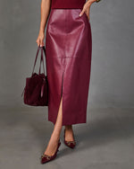 Colby Vegan Leather Midi Skirt
