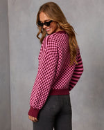 Soft Routine Checkered Striped Cardigan