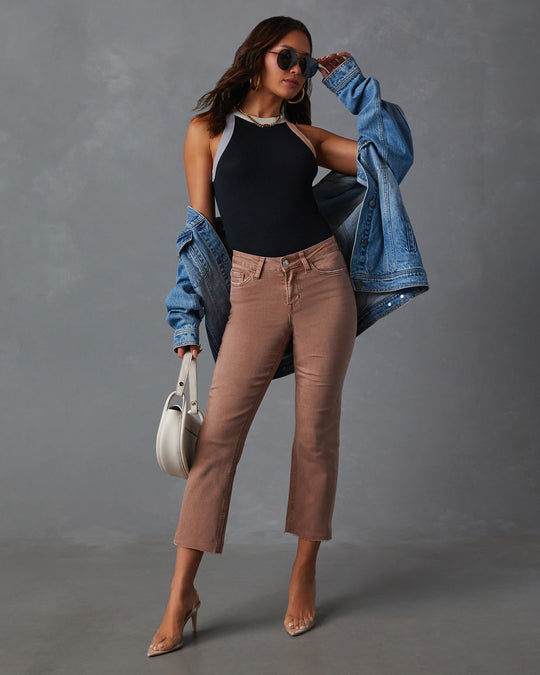 Ravina Mid Rise Cropped Straight Leg Jeans