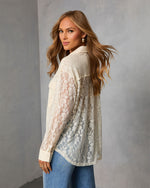 Cream % Sweet Noel Lace Button Down Top-4