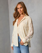 Cream % Sweet Noel Lace Button Down Top-3