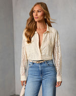 Cream % Sweet Noel Lace Button Down Top-1