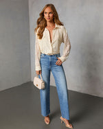 Cream % Sweet Noel Lace Button Down Top-2