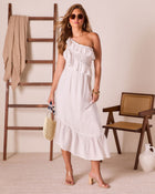 Sailor One Shoulder Ruffle Midi Dress