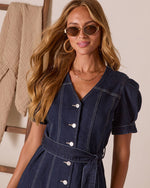 Timko Waist Tie Denim Mini Dress