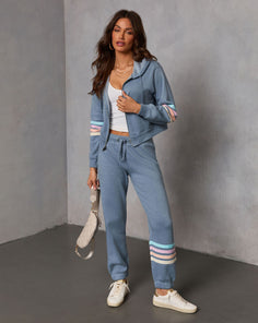 Seloria Striped Sleeve Drawstring Hoodie