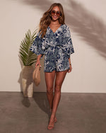 Leliah Kimono Sleeve Tropical Print Romper