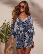 Leliah Kimono Sleeve Tropical Print Romper