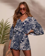 Leliah Kimono Sleeve Tropical Print Romper