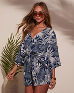 Leliah Kimono Sleeve Tropical Print Romper