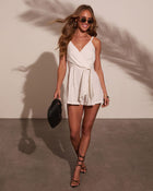 Celena Striped Wrap Tie Romper