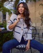 Grey/Blue % Clement Button Down Cardigan-1