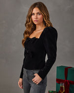 Tonnie Velvet Bow Peplum Top