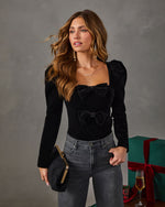 Tonnie Velvet Bow Peplum Top