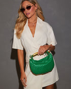 Kelly Green % Brunch Date Woven Crossbody Bag-1