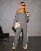 Sunday Snooze Knit Contrast Wide Leg Pants