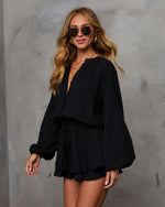 Black % Goldie Skirt Overlay Romper-3
