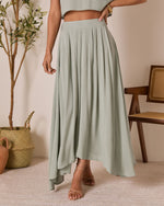 Fresh Breeze Asymmetrical Hem Maxi Skirt