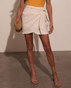Cream % Marisol Wrap Mini Skirt-1