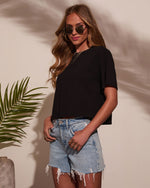 Black % Reba Cotton Short Sleeve Tee-3