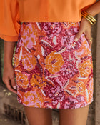 Orchard Lane Embellished Floral Mini Skirt