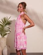 Tropic Bloom Floral Print Halter Neck Mini Dress