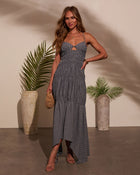 Olivia Cutout Pinstripe Midi Dress