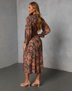 Spiced Orchard Abstract Print Midi Dress
