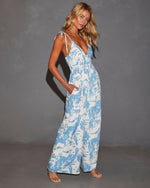 Blue % Celestia Elastic Waist Pocketed Jumpsuit-3