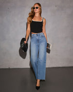 Black/Cream % On The Rise Contrast Scallop Trim Tank-12