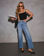 Black/Cream % On The Rise Contrast Scallop Trim Tank-8