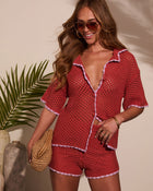 Mariela Contrast Coverup Crochet Top