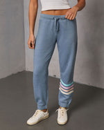 Blue Multi % Seloria Striped Hem Sweatpants-1