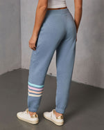 Blue Multi % Seloria Striped Hem Sweatpants-4