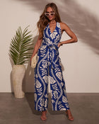 Romah Halter Waist Tie Jumpsuit