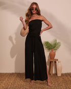 Black % Coasting By Strapless Waist Tie Jumpsuit-1