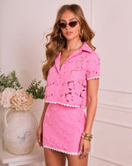 Sunlit Sweetheart Contrast Trim Floral Lace Top