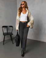 Oatmeal % Marenne Cropped Argyle Print Cardigan-6