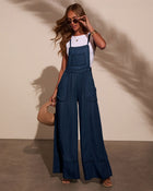 Medium Wash % Carah Relaxed Chambray Overalls-1