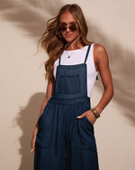 Medium Wash % Carah Relaxed Chambray Overalls-2