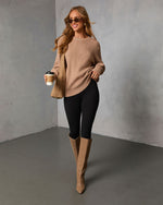 Mocha % Baby It's You Knit Balloon Sleeve Pullover Sweater-6