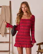 Edison Smocked Plaid Mini Dress