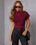 Burgundy Stripe % Cider Striped Mock Neck Sweater-1