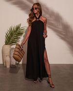 Make Waves Halter Maxi Coverup Dress