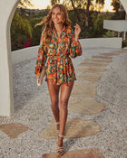 Tropic Tease Printed Waist Tie Romper