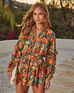 Tropic Tease Printed Waist Tie Romper