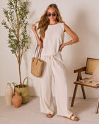 Grecian Glow Frayed Linen Top